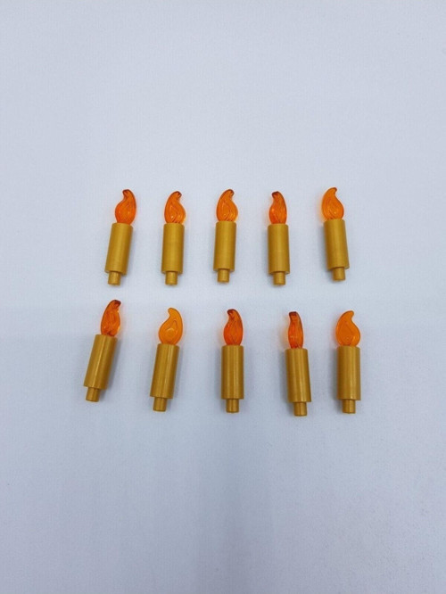 Aksesuar Moc Minifigür Minifigure Altın Mum Şeffaf Turuncu Ateş