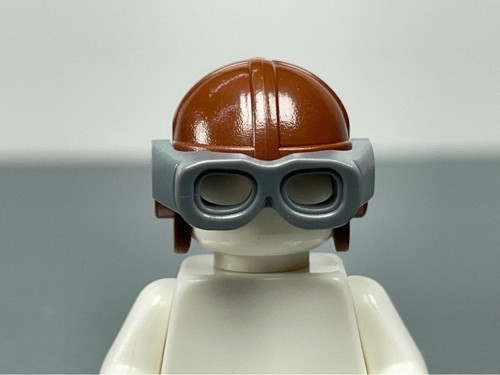 Custom Aksesuar Minifigür Minifigure Headgear Pilot Kask Kahverengi Gözlük Steampunk
