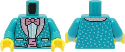 Custom Minifigür Minifigure Torso Pembe Papyonlu Pauntiyeli Turkuaz Ceket Gövde