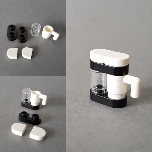 Custom Moc Aksesuar Tasarım Minifigür Küçük Kahve Makinesi Beyaz Bardak 6 Parça