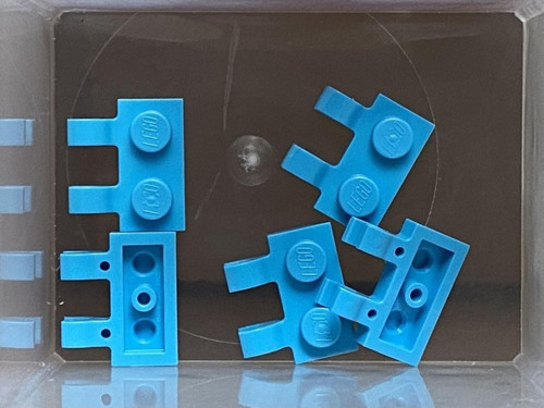 Custom Plate Modified 1 X 2 Çift Yatay Clip Medium Azure Düz Tuğla