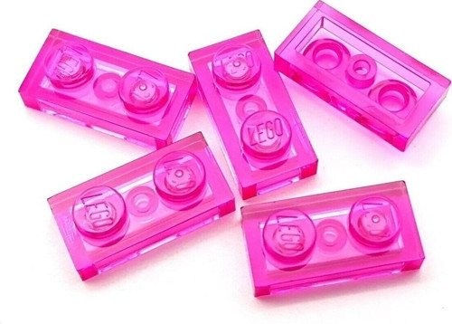 Creator Moc Custom Aksesuar Plate 1 X 2 Düz Tuğla Şeffaf Koyu Pembe