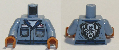 Moc Custom Minifigür Minifigure Gövde Torso Özel Mavi Mekanik Tamirci Motorcu Tulum