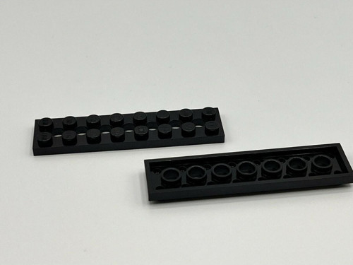 Technic Moc Custom Plate 2 X 8 Ortası Pin Delikli Düz Tuğla Siyah