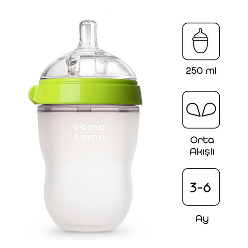 Antikolik Silikon Biberon 250 Ml 3-6 Ay Yeşil