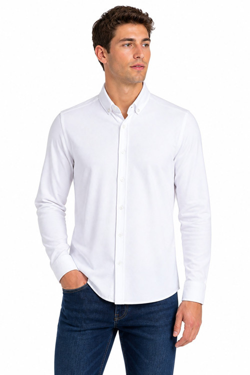 Erkek Spor Silim Likralı Gömlek BGL-ST05413