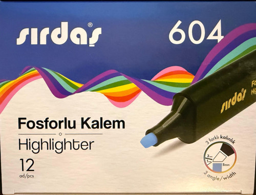Fosforlu Kalem 12'li Paket Mavi 604