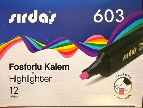 Fosforlu Kalem 12'li Paket Pembe 603