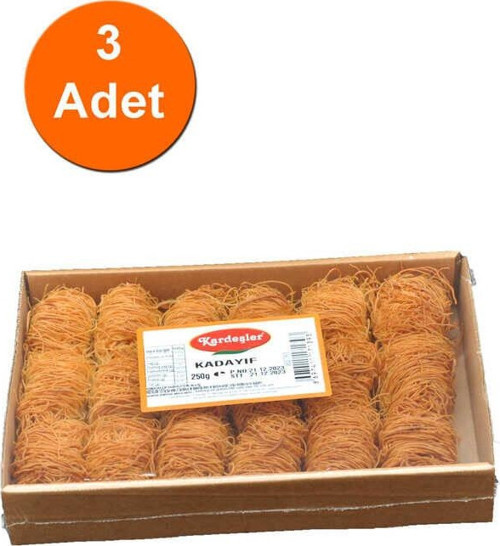İnce Sarma Kızarmış Tel Kadayıf Kutu 250 G x 3 Adet