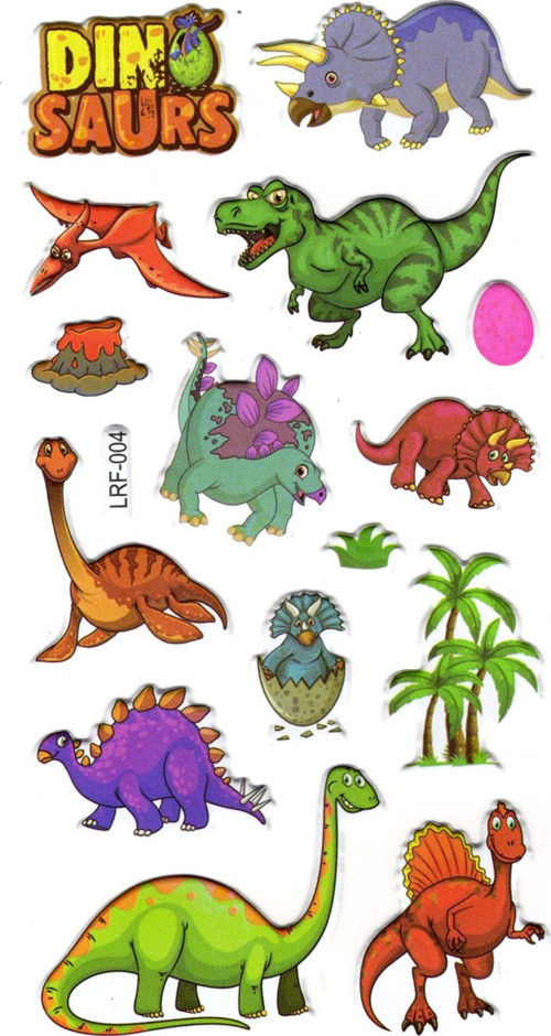 Sticker Kabartmalı Stiker Defter, Planlayıcı Etiket (lrf-004) - 17X9 cm - Sevimli Dinazor