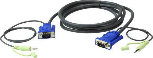 VGA Kablosuz, 15 metre, 3.5mm Stereo Ses Bağlantılı<br>15M VGA Cable with 3.5mm Stereo Audio