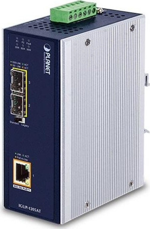 Endüstriyel 2-Port 100/1000X SFP <-> 1-Port 10/100/1000T 802.3bt PoE++ Media Converter<br&g