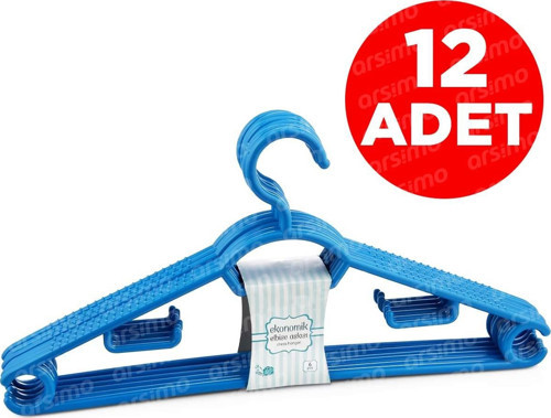 12 Adet Plastik Elbise Askısı Kaydırmaz | Ekonomik Plastik Elbise Askı Seti 12'Li SP-078