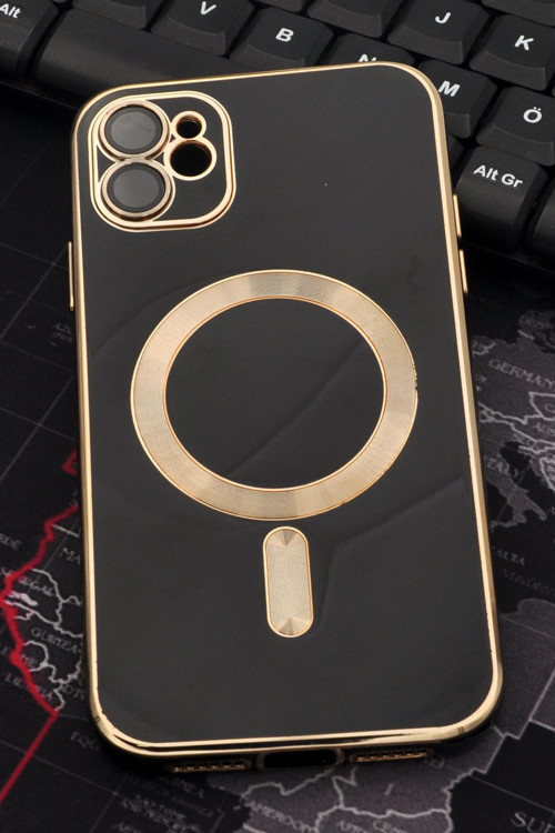 iPhone 11 Uyumlu MagSafe Özellikli Siyah Renkli Lens Korumalı Kılıf