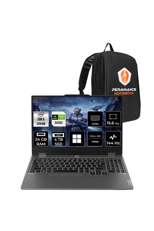 LOQ 15IRX10 i5 14500HX 24GB 2TB SSD RTX5050/8GB 100W 15.6" FHD 144Hz W11H Gaming Laptop