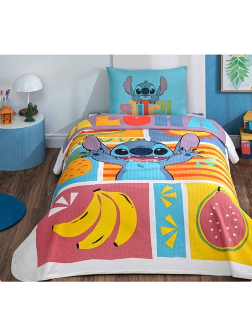 Lisanslı Lilo&Stıtch Fruit Pamuk Tek Kişilik Pike Takımı