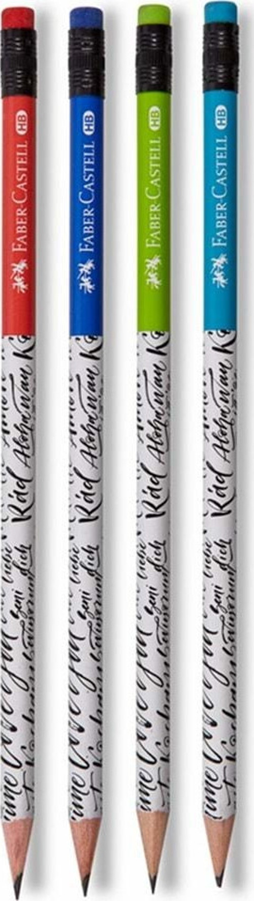 Caligraphy Desenli Silgili Yuvarlak HB Kurşun Kalem - 4 Adet