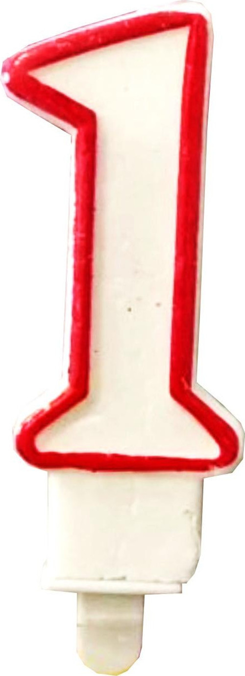 Bir Rakamlı Doğum Günü Pasta Mumu ( 7X3) cm - Sayılı Mum - Pasta Süsü