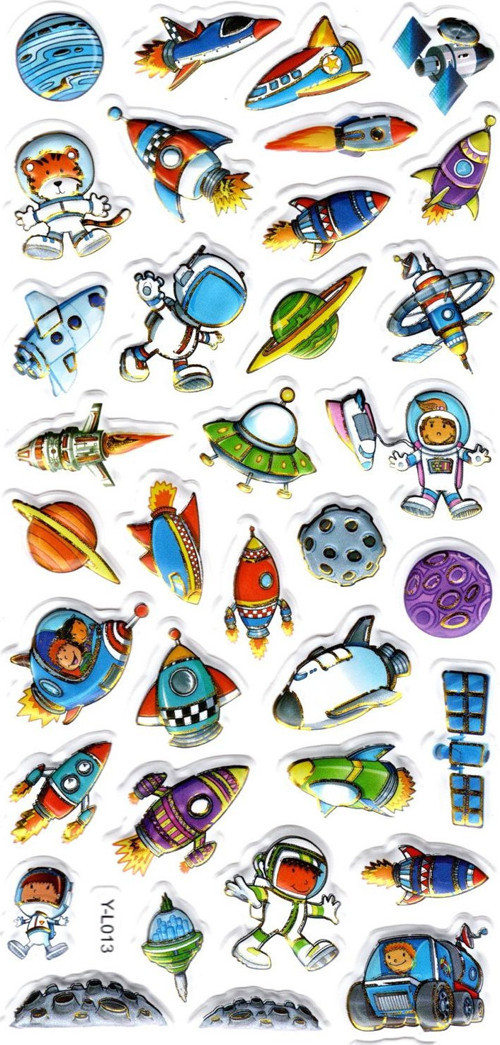 Sticker Kabartmalı Stiker Defter, Planlayıcı Etiket (limyl-013) - 17X9 cm - Uzay Roket Araçları