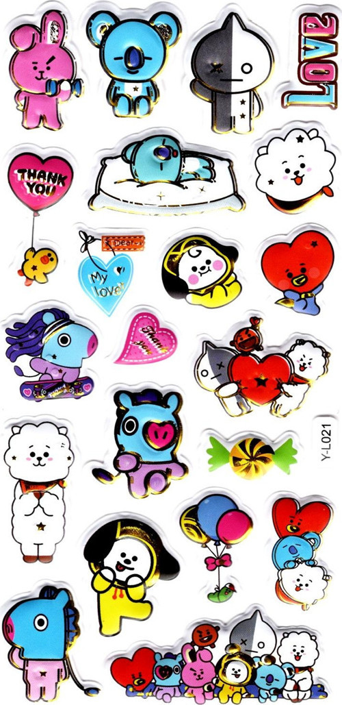 Sticker Kabartmalı Stiker Defter, Planlayıcı Etiket (limyl-021) - 17X9 cm - Kpop BT21 BTS