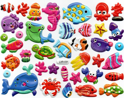 Sticker Kabartmalı Stiker Defter, Planlayıcı Etiket (lxr031) 18x14 cm- Balık