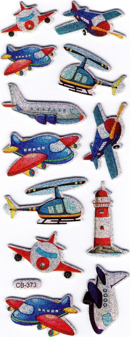 Sticker Kabartmalı Stiker Defter, Planlayıcı Etiket Uçak helikopter (cb373) 16x7 cm