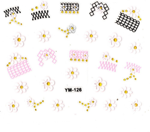 Tırnak Sticker, Tırnak Süsleme, Nail Art (ym-126) - 6X5 cm - Kare Desen Papatya