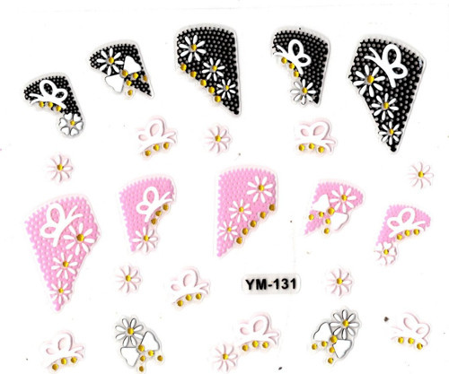 Tırnak Sticker, Tırnak Süsleme, Nail Art (ym-131) - 6X5 cm - Kelebek Papatya