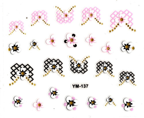 Tırnak Sticker, Tırnak Süsleme, Nail Art (ym-137) - 6X5 cm - Renkli Çiçekli