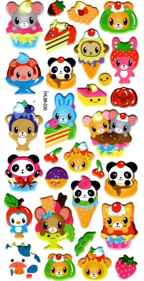 Sticker Kabartmalı Stiker Defter, Planlayıcı Etiket (HL88-030) - 17X9 cm - Sevimli Hayvan Dondurma