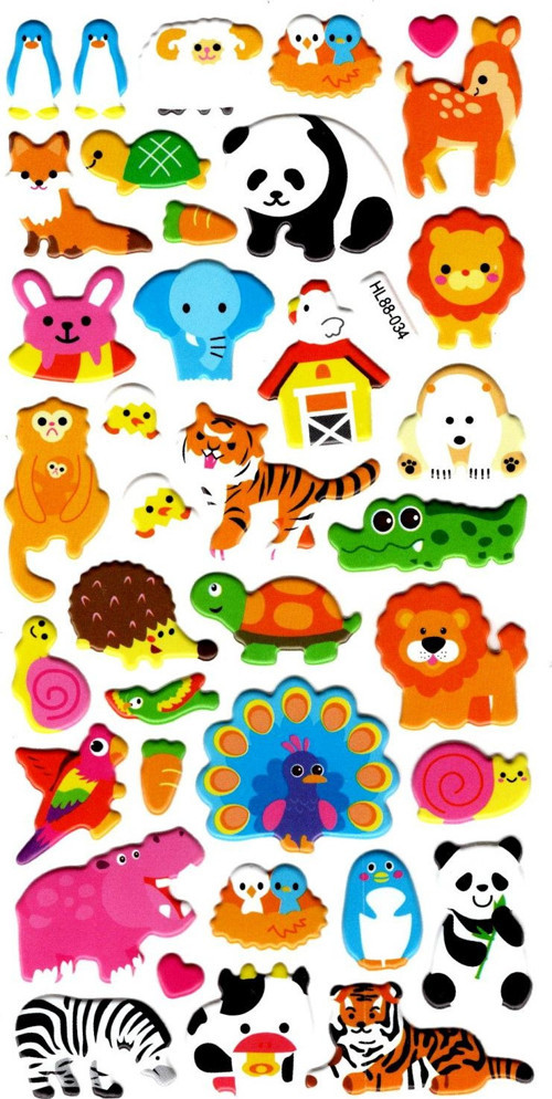 Sticker Kabartmalı Stiker Defter, Planlayıcı Etiket (HL88-034) - 17X9 cm - Renkli Hayvanlar