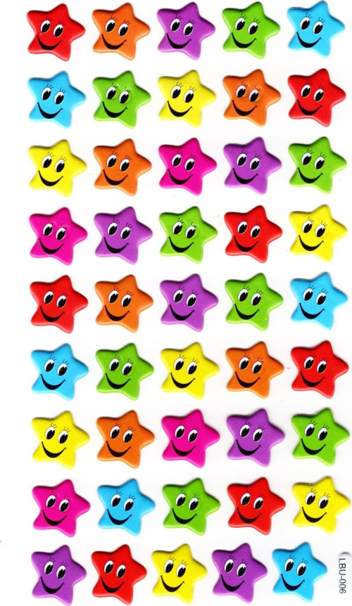 Sticker Kabartmalı Stiker Defter, Planlayıcı Etiket (lbu-006) - 17X9 cm - Renkli Gülen Yıldız