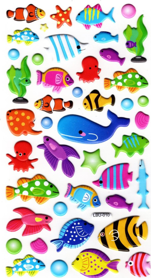 Sticker Kabartmalı Stiker Defter, Planlayıcı Etiket (lbu-010) - 17X9 cm - Sevimli Balıklar