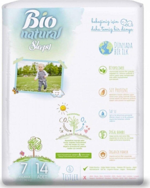 Bio Natural Bebek Bezi 4Lü Jumbo 7 Beden 20-30 Kg 56 Adet
