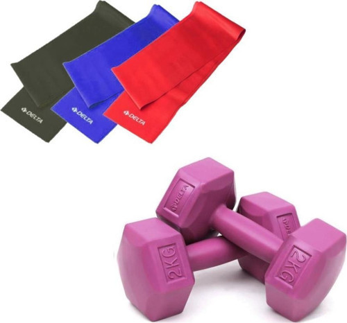 3 Adet 120 cm x 7,5 cm Pilates Bandı 2 Kg x 2 Adet Dambıl