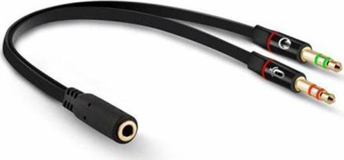 3.5MM STEREO DİŞİ X 2 STEREO ERKEK KULAKLIK MİKROFON HOPARLÖR AYIRICI 20 CM KABLO