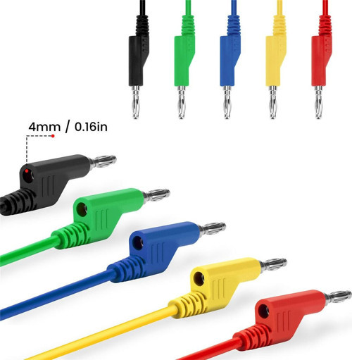 5 RENKLİ 1 METRE 1000V - 19A MULTIMETRE TEST UÇLARI KABLO KİTİ