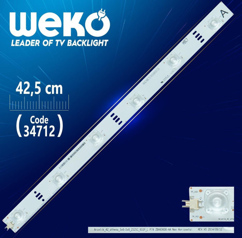 ARCELİK_42_ATHENA_5X6+5X6_2121C_6S1P_L P74 ZBA60600-AA NON HORİZONTAL REV.V0 42,50 CM 6 LEDLİ (WK-19