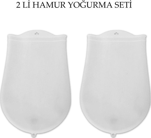 Hamur Torbası 2 li Set Orta ve Büyük Hamur Silikon Şeffaf Yoğurma Torbası Ekmek Makarna Mantı Yoğur