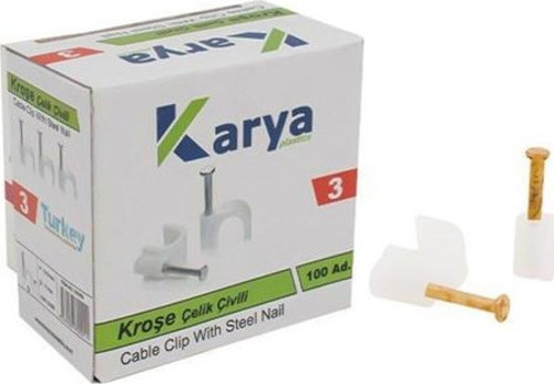 KROŞE 3 NUMARA ÇELİK ÇİVİLİ 7 MM (2*1.5 - 3*1.5 TTR KABLOLAR İÇİN) 100LÜ POŞET KARYA