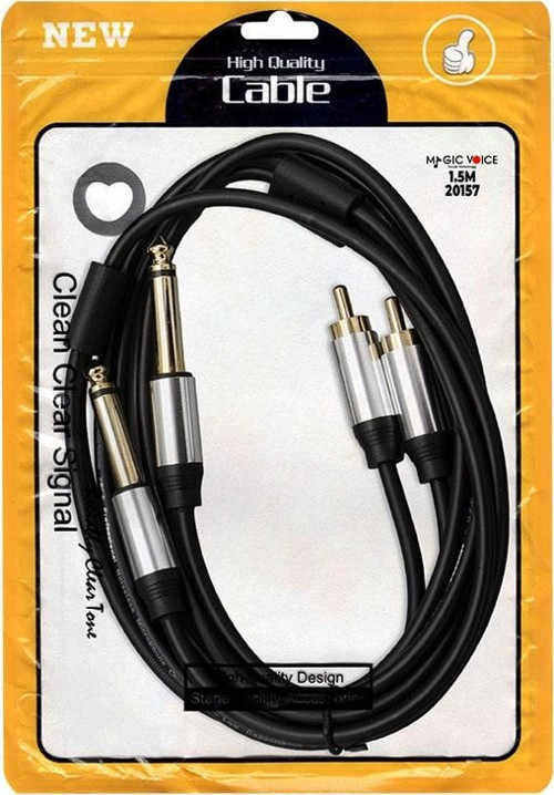 LD398 2X 6.3MM MONO ERKEK + 2X RCA ERKEK 1.5 METRE KABLO