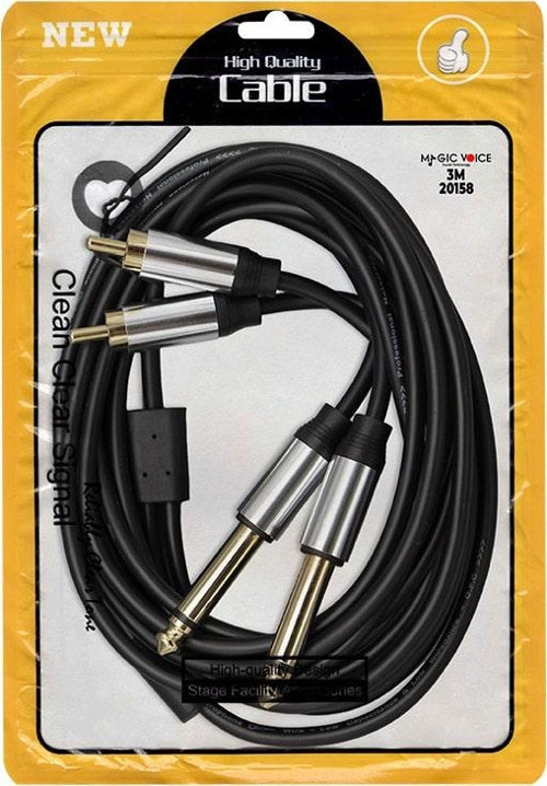 LD398 2X 6.3MM MONO ERKEK + 2X RCA ERKEK 3 METRE KABLO