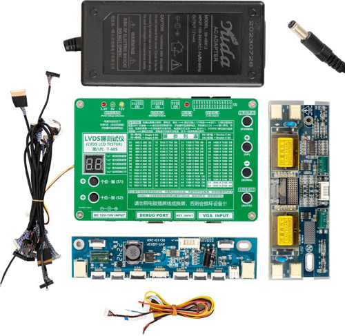 LVDS LCD TESTER T-60S LCD/LED TV PANEL TEST CİHAZI + 14 PARÇA KABLO +2 PARÇA INVERTER + ADAPTÖR (44D