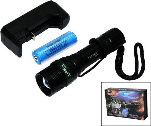 LED FLASH LIGHT ZOOMLU EL FENERİ FİŞ ŞARJLI - METAL KASA