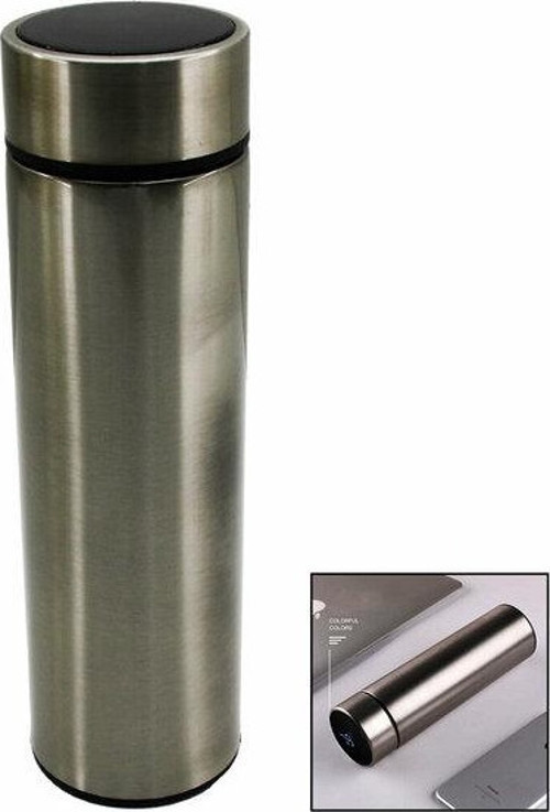 LED Sıcaklık Göstergeli Akıllı Vakumlu Yalıtımlı Termos 500ML - Nikel Krom