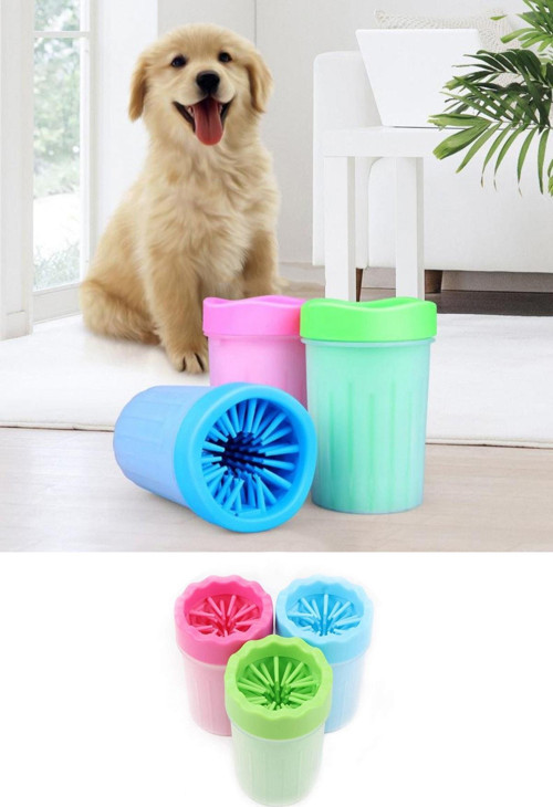 Pati Ayak Yıkama Kovası Silikon Jel Fırçalı Kedi Köpek (Küçük)