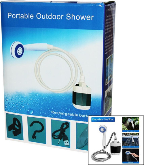 PORTABLE OUTDOOR SHOWER SU-PMP ŞARJLI TAŞİNABİLİR - SEYYAR DUŞ SETİ POMPA - HORTUM - D.BAŞLIK (44DEX