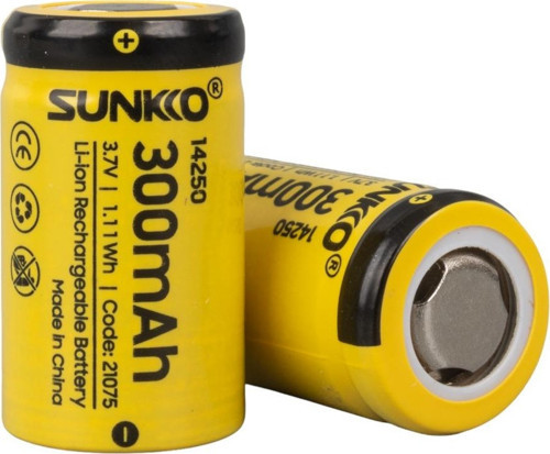 SUNKKO 3.7 VOLT 300 MAH 14250 ŞARJ EDİLEBİLİR PİL (2Lİ PAKET)