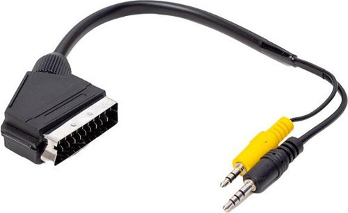 UYDU ALICISI AV KABLO 3.5 MM STEREO ERKEK/SCART KABLO 35 CM UZUN VE KISA JACK BİR ARADA