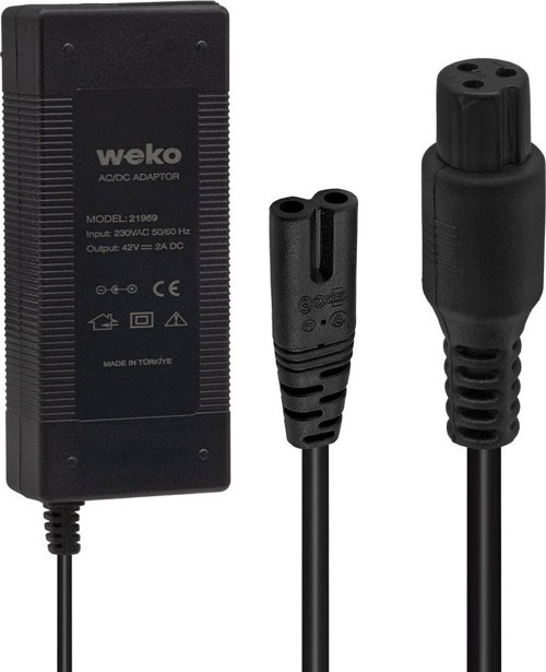 WEKO 42 VOLT - 2 AMPER ELEKTRİKLİ BİSİKLET ŞARJ CİHAZI LI-ION LİTYUM PİLLER İÇİN 3 PİNLİ MASAÜSTÜ Gİ